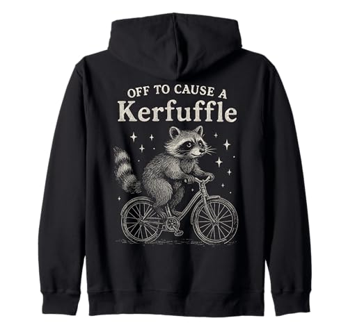 Off To Cause A Kerfuffle Raccoon Bicycle Chaos Zip Hoodie