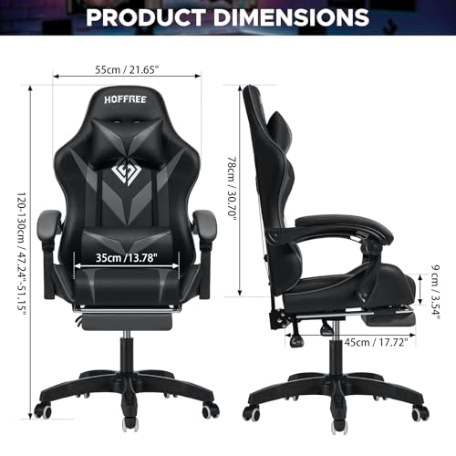 Gaming Chair with Massage Ergonomic Computer Chair with Footrest Reclining Video Game Chair for Boys with Adjustable Armrest Black