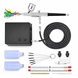Airbrush Kit with Compressor 40PSI Pressure Dual-Action Air Brus with 0.2/0.3/0.5mm Nozzle Cleaning Brushes Set for Model Painting Cake Decorating Nail Art T-Shirt Design Complete Starter Pro Kit