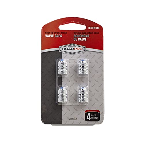 Roadpro Rpcrvc4B Blue Chrome Finish Colored Tip Valve Caps - Pack Of 4 #TOP5