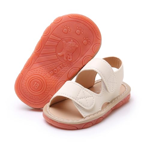 SOFMUO Baby Boys Girls Squeaky Sandals Non-Slip Soft Rubber Sole Closed Toe Infant Summer Outdoor Shoes Toddler First Walkers