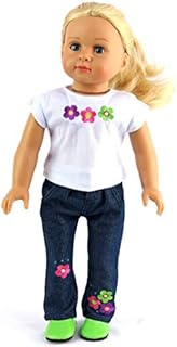 American Fashion World Flower Power Shirt and Jeans for 18-Inch Dolls | Premium Quality & Trendy Design | Dolls Clothes | Outfit Fashions for Dolls for Popular Brands