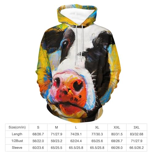 Sweat à capuche vache peinte pull décontracté pour sorties urbaines
