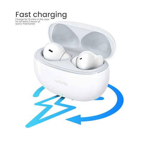 Image of Vivo TWS 3e Wireless Earbuds, Up to 42H Playtime, IP54 Water Resistant, Dual Device Connection, 3 Hours Playback in 10 Minutes, Touch Controls, 5.3 BT, 88ms Low Latency for Gaming (Bright White)
