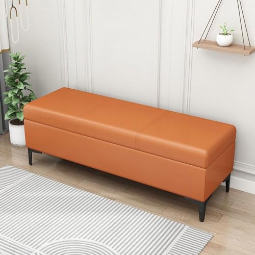 Banc extra large en cuir gris et rangement d'exception - 2