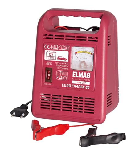 ELMAG Batterieladegerät EUROCHARGE 60 | 12 V Batterieladegerät | 6 A | für 15–60 Ah | 1 Ladestufe | mit Verpolungs- & Überhitzungsschutz | kompakt & robust