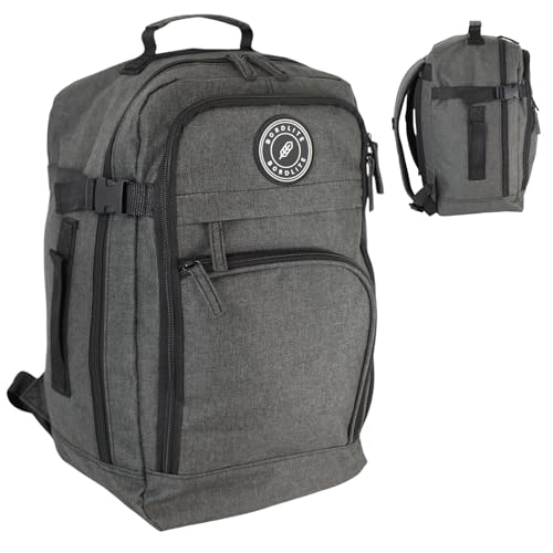 40x20x25cm Ryanair Cabin Backpack – Airline Approved Underseat Bag – Free On Board for Ryanair, easyJet, Jet2 – Water-Resistant Lightweight Travel Rucksack for Flights & Daily Use - Black