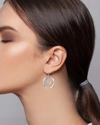Hypoallergenic Sterling Silver Circle & Dangle Earrings Geometric Boho Style Jewelry for Women-Lightweight & Dangling-Gift for Bohemian Fashionistas3