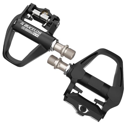 Bucklos PD-R8000 SPD SL Pedales para bicicleta de carretera, sin clip, rodamiento sellado CrMo, pedales de clip Ultegra de aluminio, compatibles con tacos Shimano SPD-SL para ciclismo de interior