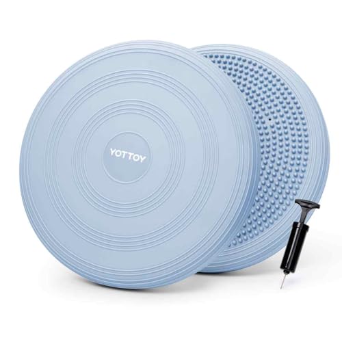 YOTTOY Wobble Cushion - Engage Core Stability with our Extra Thick Premium Balance Disc for Adult Balance and Sensory Wiggle Seat for Kids (Blue)