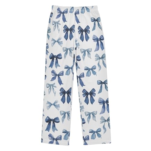 Pattern Of Blue Bows Pajama Pants Soft PJ Bottoms Lounge Pants for Sleepwear Sport Size 6–14 Years