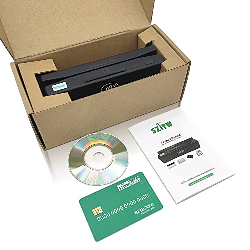 SZTW160 4 in 1 USB Card Reader for Credit Card, Play&Plug Magnetic Card Reader + EMV chip NFC PSAM Card Reader Writer only for APDU Command Professional Person