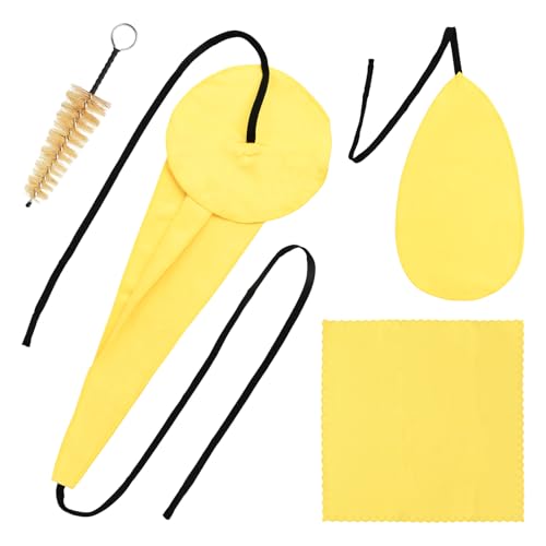 Kit de Limpieza de Saxofón, Con 3 Paño Limpiador Interior y Cepillo para Boquilla Herramienta de Mantenimiento de Instrumentos Musicales, Amarillo