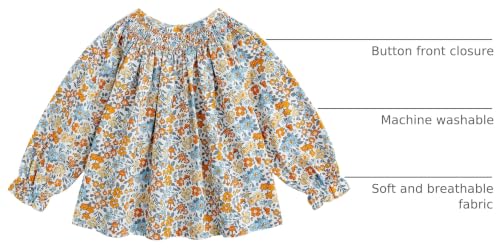 Image of Curipeer Toddler Girls Long Sleeve Shirt, Smocked Blouse, 6M-6Years