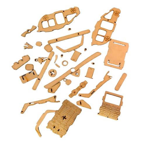 Image of DIY Wooden Puzzle for Kids and Teens - Helicopter | 3D Puzzle | Aesthetic Home Decor Item, Construction Toy, Modeling Kit, School Project - Easy to Assemble
