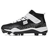 KEFUWU Baseball Shoes for Men Black White Non-Slip Durable Breathable Black (Men 8.5, Black)