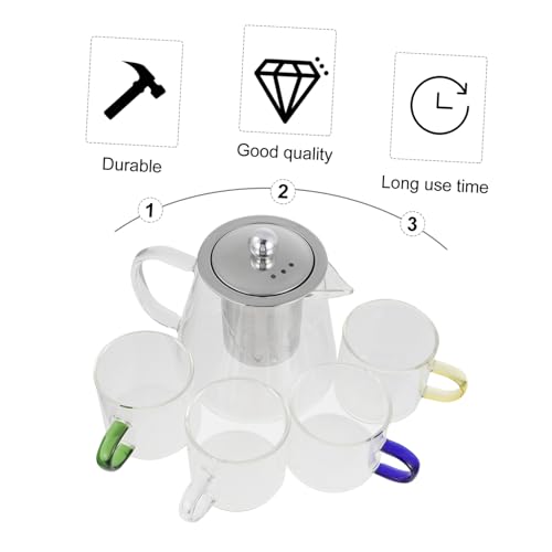 Tetera de vidrio de alta resistencia con tazas de té 6