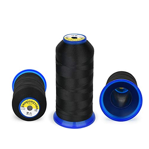 Heavy Duty Thread 1800 Yards Size T70#69 210D/3 All Purpose High Strength Polyester Sewing Thread For Weaves, Upholstery, Jeans And Weaving Hair, Drapery, Beading, Purses, Leather (Black) #TOP1
