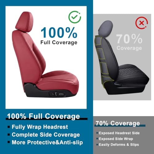 Image of Car Seat Covers Full Set for Toyota Tacoma 2000-2026, red