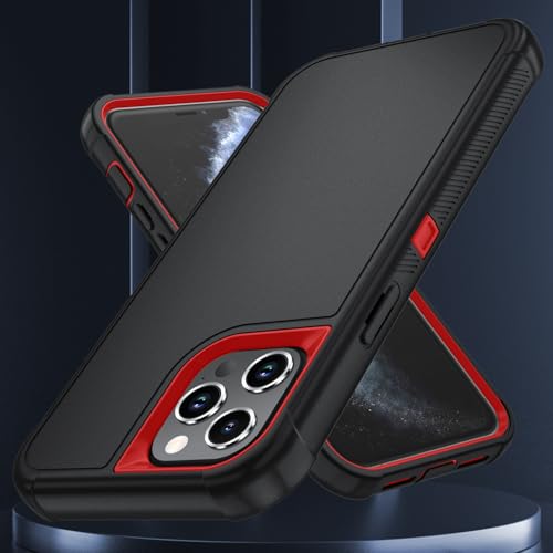 Image of SunStory Compatible with iPhone 11 Pro Max Case with HD Screen Protector, 3-Layer Heavy Duty Full-Body Cover,3 in 1 Hybrid Protective Case for iPhone 11 Pro Max 6.5 inch,BlackRed