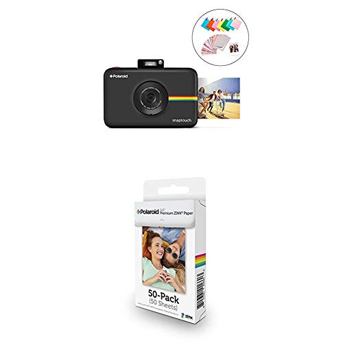 Polaroid Snap Touch 2.0 - Cámara Digital portátil instantánea, Negro + Paquete de 50 Hojas