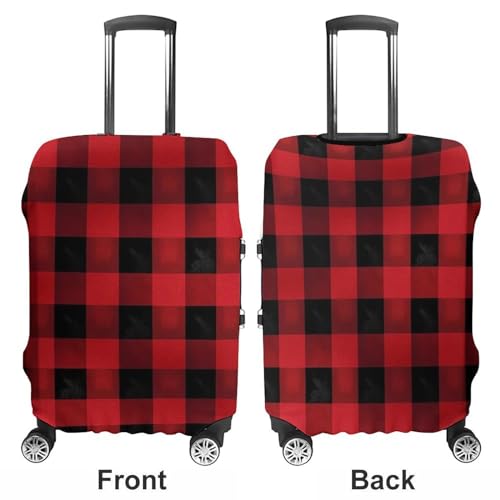 Red Black Buffalo Check Plaid Luggage Covers Tsa Approved Suitcase Cover Elastic Washable Luggage Sleeve Carry on Cover Protector Anti-Scratch Suitcase Protector Fits 19-30 Inch Case(XL)3