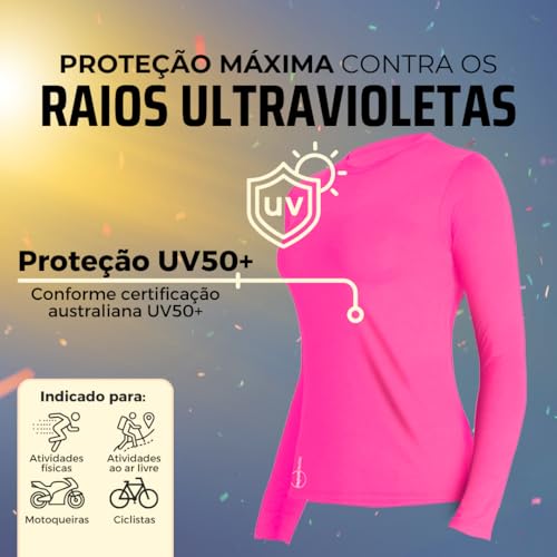 Camiseta UV50+ Manga Longa Selene Poliamida Feminino Adulto | Pink | P
