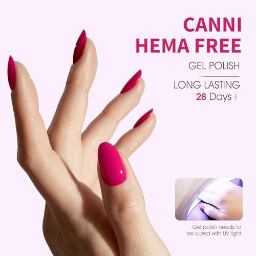 Image of CANNI Hot Pink Gel Nail Polish, 1Pcs Neon Pink Gel Polish Pink Color Nail Polish Gel High Gloss Soak Off U V Gel Nail French Nail Manicure Salon DIY