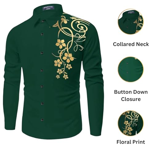 Image of Men's Solid Cotton Regular Fit Full Sleeve Collared Neck Casual Shirt for Men Stylish Latest, Formal