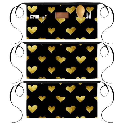 Tablier court de chef (lot de 3) avec 3 poches pratiques pour la cuisine et le service