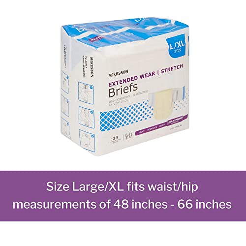 Mckesson Extended Wear Stretch Briefs, Incontinence, Maximum Absorbency, Large, 14 Count, 4 Packs, 56 Total #TOP2