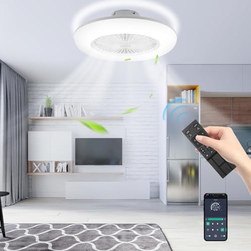 Anseoba 2 ventiladores de techo con iluminación de 80 W, lámpara de techo con mando a distancia, ventilador de techo giratorio en dos direcciones, luz regulable y velocidad del viento, para salón