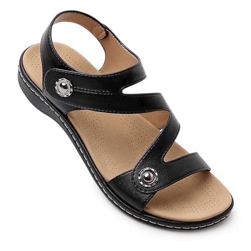 Flat Sandals For Women Dressy, Ankle Strap Arch Support Walking Comfortable Flats Open Toe Sandal