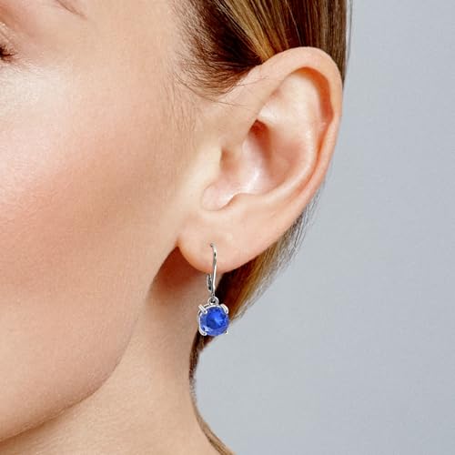 8MM Round Crystal Leverback Earrings, Vintage Style Birthstone Jewelry for Women, Sapphire, Garnet, Emerald Fashion Drop Dangle Earrings2
