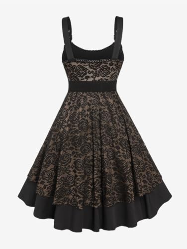 Image of Rosegal Women Plus Size Retro Lace Belt Party Cocktail Dress