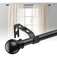Bastone per tende estensibile 70-140 cm, nero opaco, 16 mm, con supporti, kit di aste per tende stabile per camera da letto, soggiorno, cucina