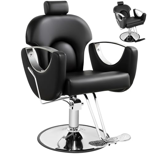 Black Salon Chair for Hair Stylist and Barber