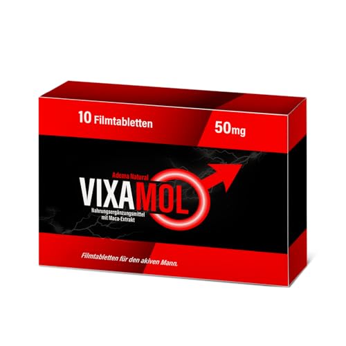 VIXAMOL® für Herren 50mg – Extra stark - Natürliche Formel für aktive Männer - Hochdosiert mit L-Arginin, Maca, Muira Puama, Ginko Bilboa, Zink & Vitamin B3 - Unterstützung für den Mann - 10 Stück