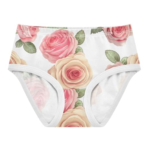 Stylish Girls Underwear Toddlers 2t Cotton Panties for Girl Soft Pink Rose Flowers Undies Kids Briefs