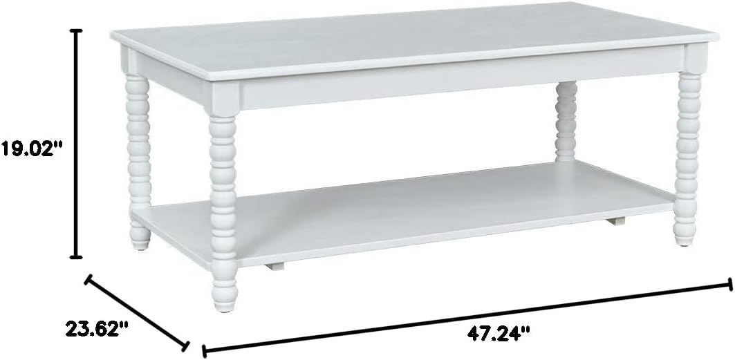 Amazon Brand – Ravenna Home Traditional Solid Pine Coffee Table, 23.62"W, White