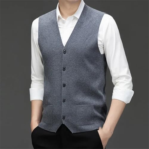 Men Warm Knit Vest Button V-Neck Sleeveless Sweater Waistcoat Thick Casual Suit Vest Business2