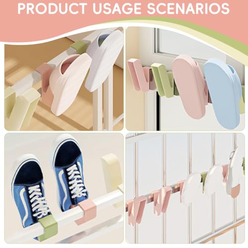 Image of Zibuyu Shoe Drying Rack for Footwear, Space-Saving Hanging Organizer with Non Slip Hooks, Lightweight Durable Shoe Care & Accessories Holder for Slippers Leather Shoes Heels and Sandals