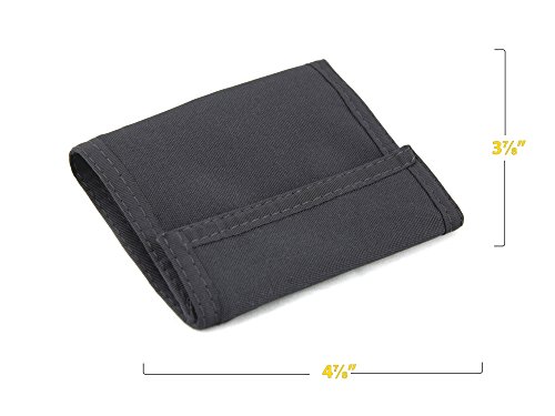 Nylon Bifold Wallet with Zipper Coin Pocket & RFID Blocking Panel. Made in USA (Black) (BLACK)2