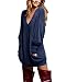 ZANZEA Women's Loose V Neck Long Sleeve Pullover Pocket T-shirt Top Blouse Blue US 16/Tag Size 2XL