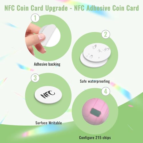 Image of Timeskey 10pcs NFC Tags NTAG215 Stickers - Programmable NFC Business Cards, Compatible with iPhone and TagMo, with Adhesive Back