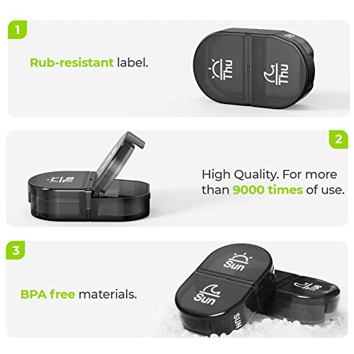 Auvon Canvas Bag Weekly Pill Organizer 2 Times A Day, Large Am/Pm Pill Box 7 Day With Portable Zipper Cloth Bag For Holding Supplements, Vitamins And Fish Oils #TOP3