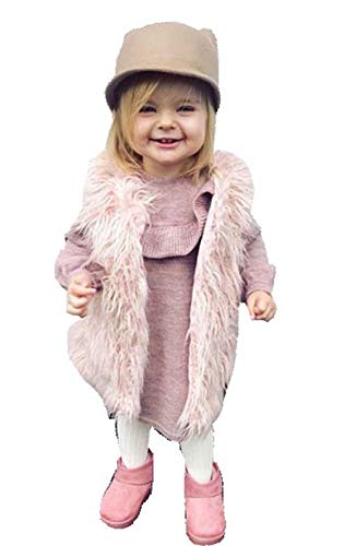Kids Toddler Girl Faux Fur Vest Coat Winter Warm Waistcoat Outerwear (Pink, 4-5 Years)