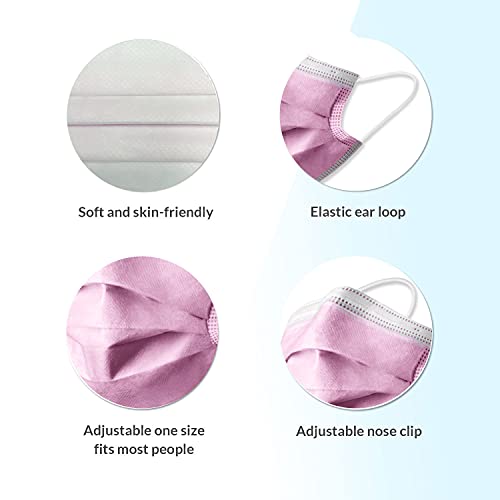 Hygenix Pink 3Ply Disposable Face Masks Pfe 99% Filter Quality Tested By A Us Lab(Pack Of 50 Pcs) #TOP2