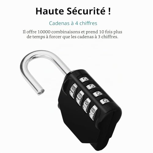 ZHEGE Cadenas à Combinaison à 4 Chiffres, Cadenas Code (2, Noir) – vue 2