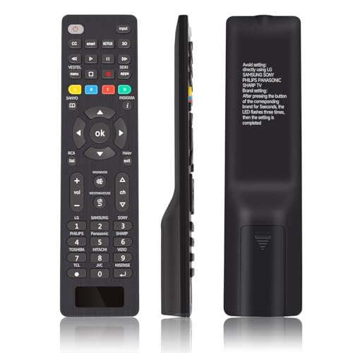 Universal TV Remote Control for Samsung Vizio Insignia Sharp Sanyo TCL Sony Panasonic Toshiba Philips Hisense Westinghouse and More LCD LED 3D HDTV Smart TV Remote Control, Easy Setup with Code Search
